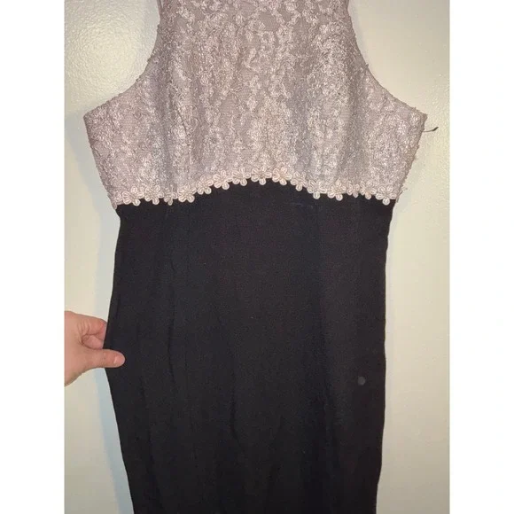 Vintage Lace Bodice Maxi Dress Sz S Floral Black Slit Whimsygoth HoCo Prom 90s - Picture 6 of 14